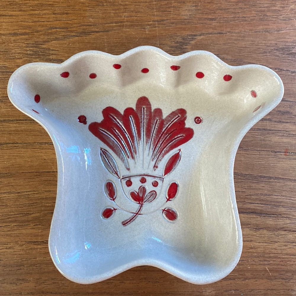 Cleminson Galagrey hearts fans lazy Susan Calif pottery Vintage